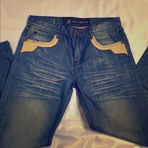 Do denim blue jeans flap pockets graphic MX 5073